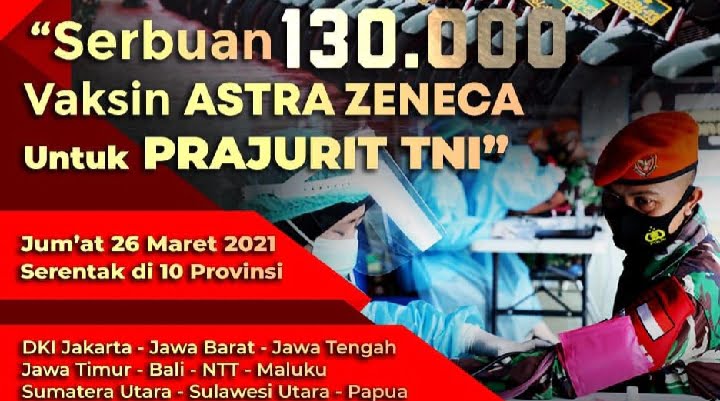 Hari Ini, TNI Laksanakan Serbuan Vaksinasi Serentak pada Sepuluh Provinsi