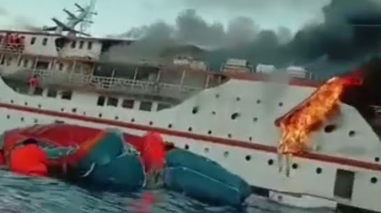 Kapal KM Karya Indah Terbakar di Perairan Sanana