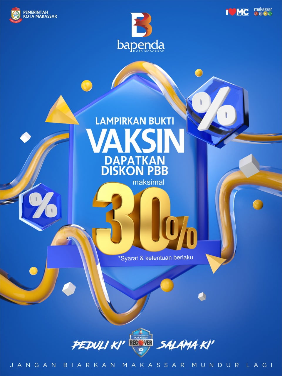 Sudah Vaksin, Warga Makassar Bisa Dapat Potongan Pajak PBB