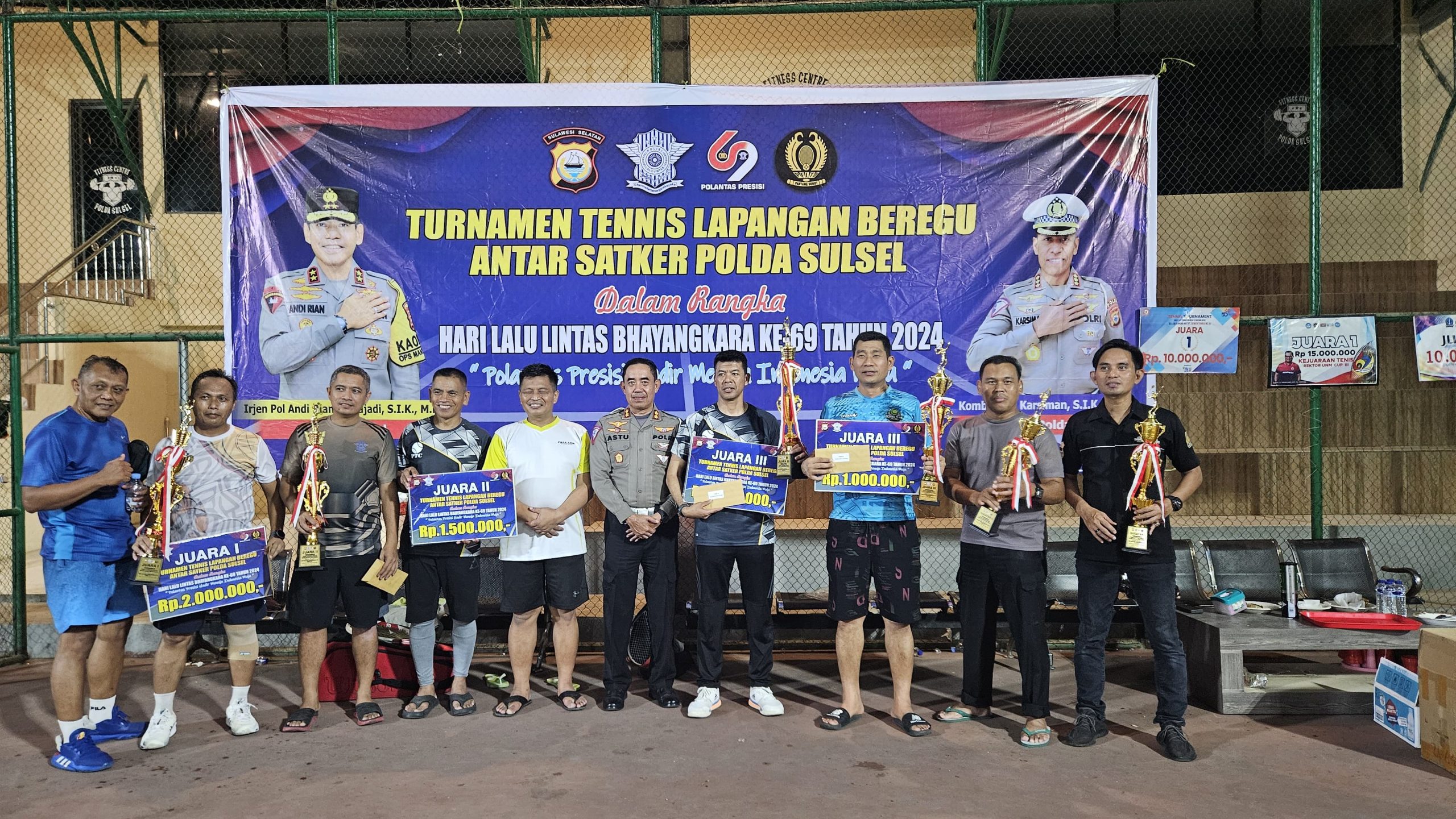 Turnamen Tenis Lapangan STKER Polda Sulsel Meriahkan HUT Polantas ke-69: Ini Hasilnya