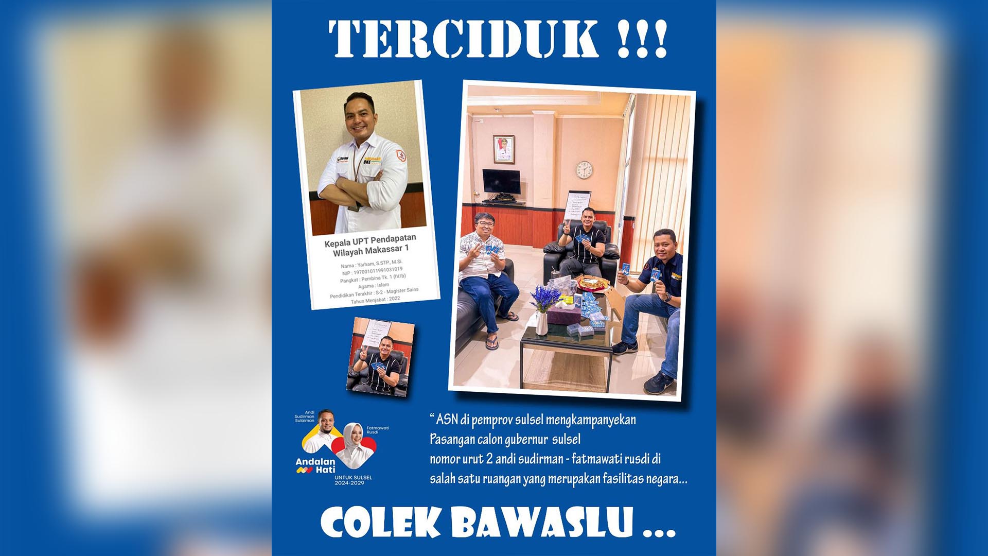 Beredar Foto Kepala UPTD Samsat Mappanyukki Diduga Kampanyekan Paslon Gubernur Sulsel